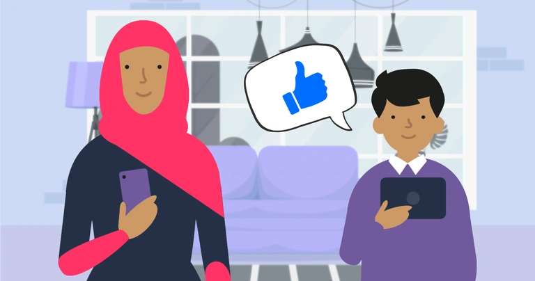 A mother has a conversation with her son.