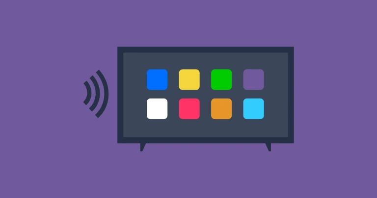 A smart TV with app icons.