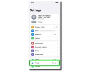 Screenshot of iPhone settings menu.