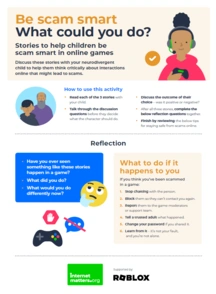 Screenshot of neurodivergent scams activity.