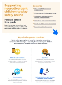Screenshot of parent's guide to screen time for neurodivergent young people.
