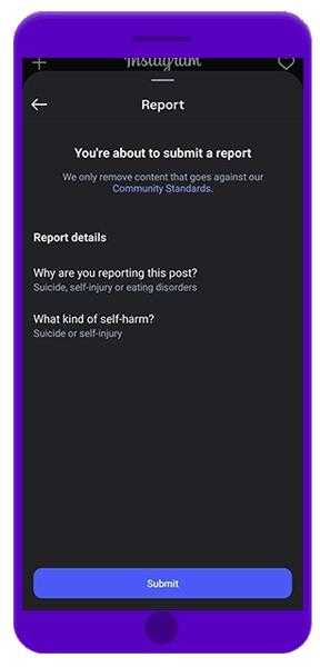 Instagram meld zelfbeschadiging