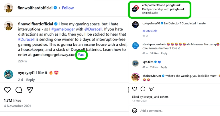 Paid promotion labelling on Instagram