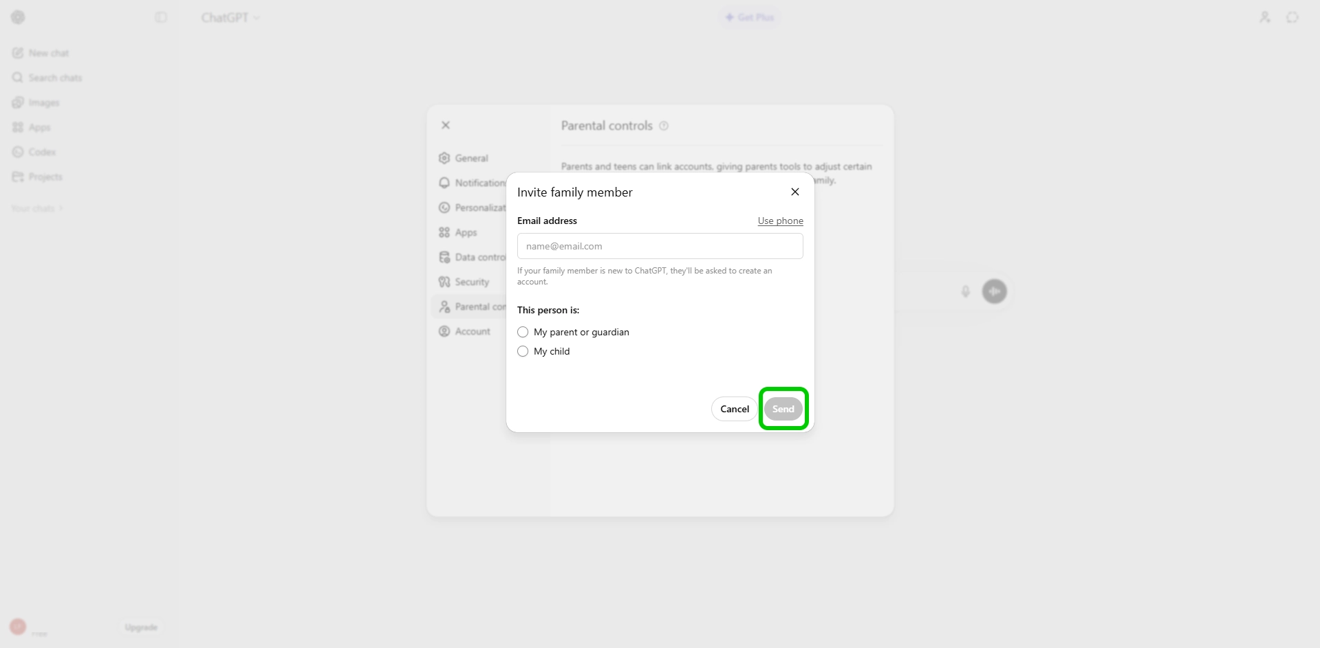 ChatGPT adding family member