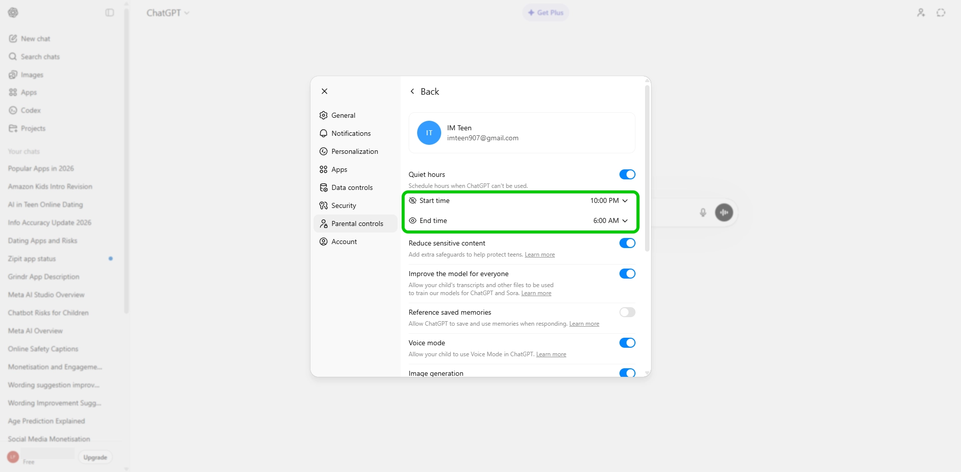 ChatGPT edit screentime