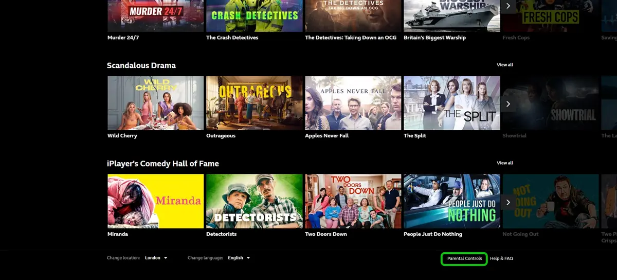 Bottom of iPlayer homepage