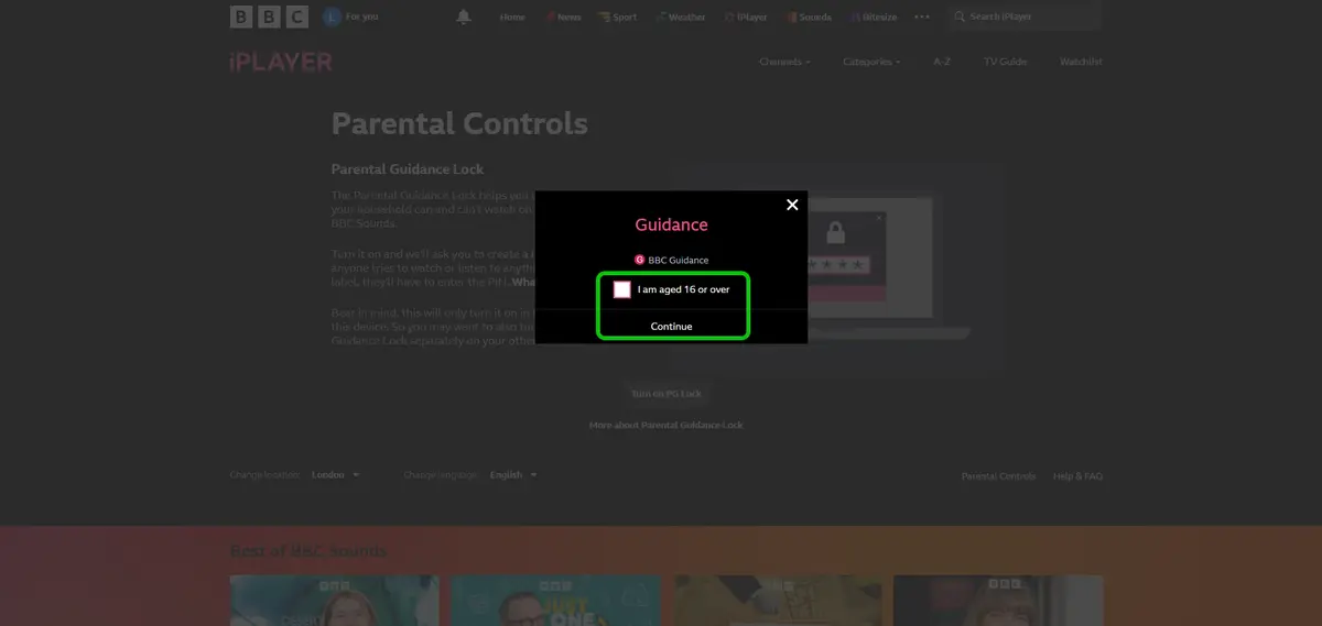 iPlayer activate PG lock