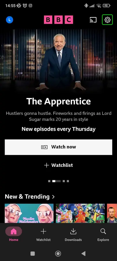 iPlayer app homepage