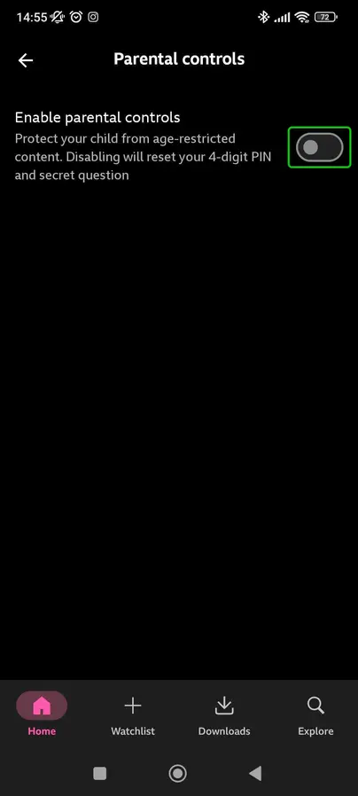 iPlayer enable parental controls