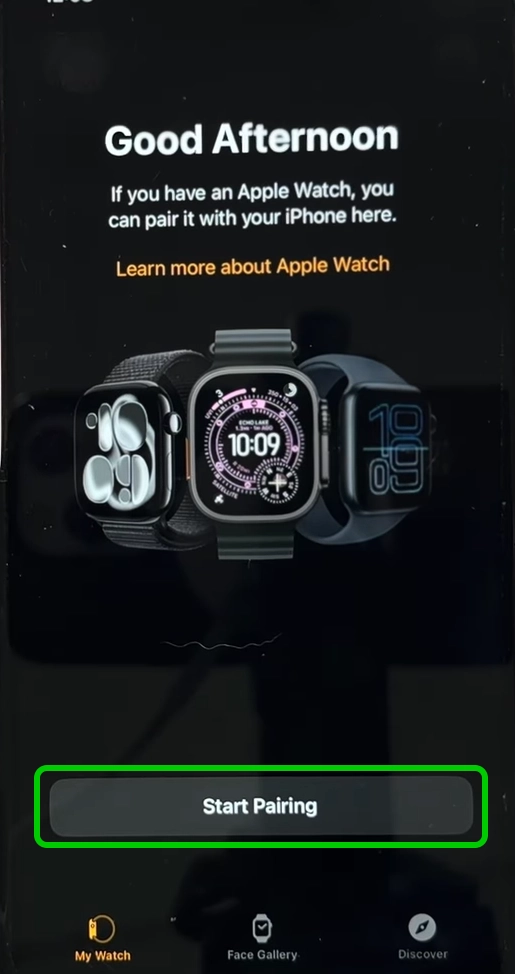 Apple Watch start pairing
