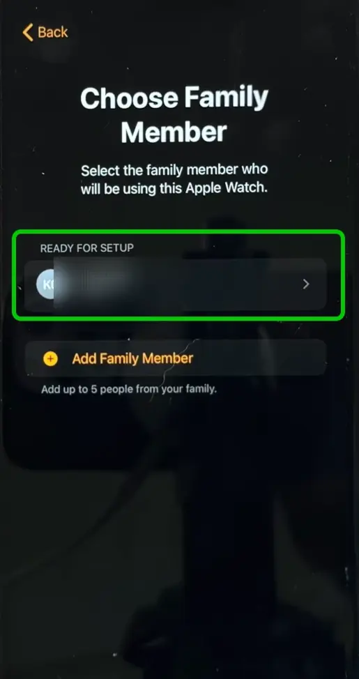 Apple Watch choose family member