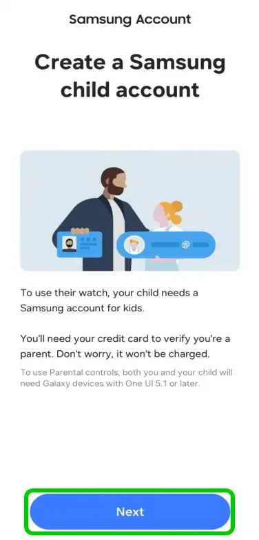 Galaxy Watch create Samsung account