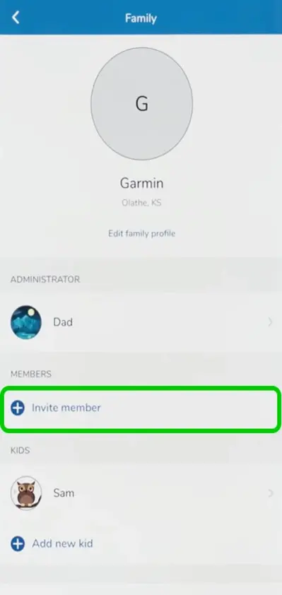 Garmin add member