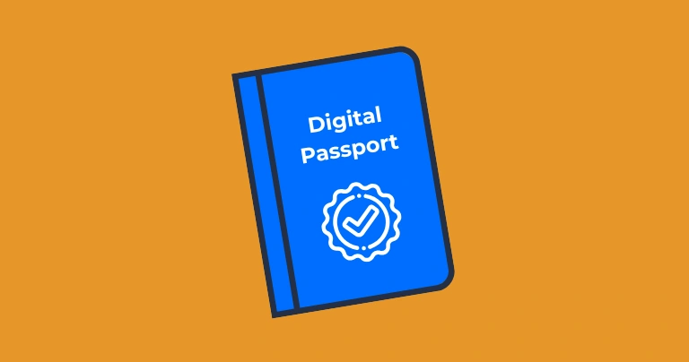 A graphic of a passport that reads 'digital passport'.