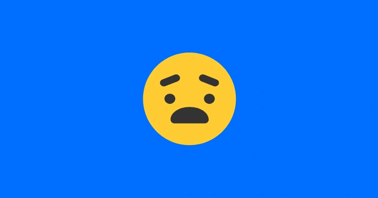 A confused emoji on a blue background.
