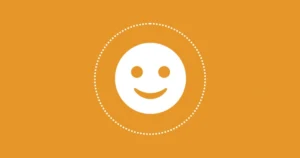 A happy emoji with a dotted circle around it to show setting boundaries.