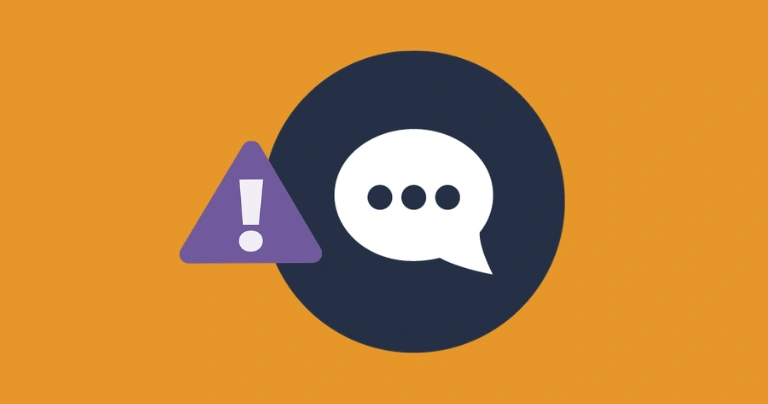 A speech bubble with a warning symbol to represent contact from a stranger.