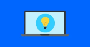 A laptop with a lightbulb emoji on it to represent resources.