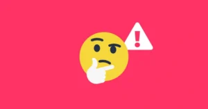 A thinking emoji with a warning symbol to represent believing misinformation.