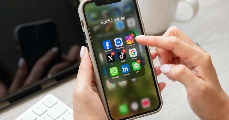 A phone with social media apps