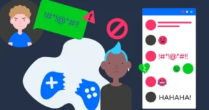 A collection of images showing behaviour that can make a child feel sad online.
