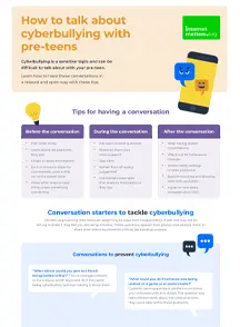 Screenshot of cyberbullying conversation guide cover.