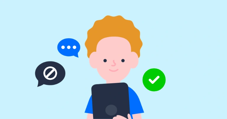 A young boy with a tablet.